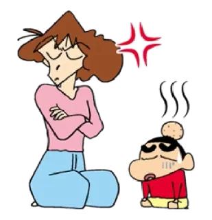 😠 Shin-chan Crayon Shin-chan cartoon, anime, mother, angry, Shin-chan, Crayon Shin-chan telegram sticker