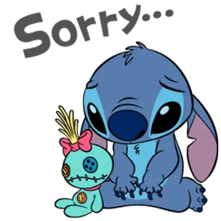 😔 Stitch Lilo & Stitch traurig, niedlich, Disney, Cartoon, blau, Voodoo Puppe telegram sticker
