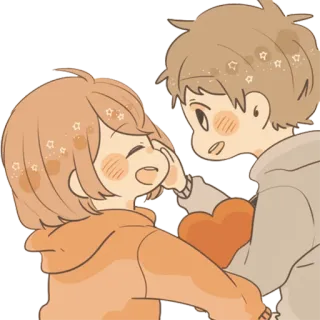 ❤ carino, kawaii, coppia, amore, cuore, cartone animato telegram sticker
