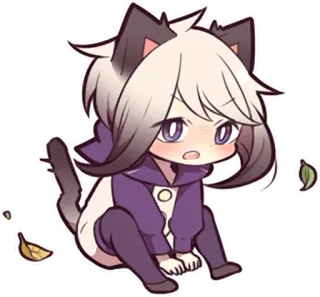 😠 Animé, Chat, Chibi, Dessin animé, Mignon, Kawaii, Manga, Autocollant whatsapp sticker
