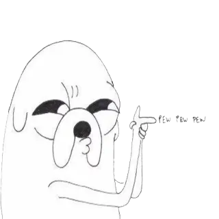🔫 PEW PEW PEW cartoon, gun fingers, pew pew, dog, line art, funny telegram sticker