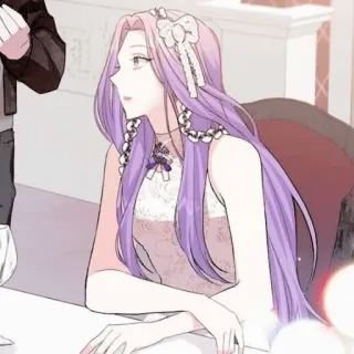 ✨ femme, robe, cheveux violets, perles, animé, manga telegram sticker
