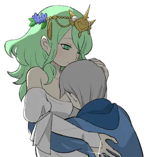 ❤️ Anime, Mulher, Coroa, Abraço, Amor, Afeição whatsapp sticker