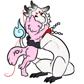 🤝 YOU furry, monstre, animal, dessin animé, créature, amour, câlin whatsapp sticker