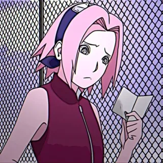 😐 Sakura Haruno Naruto Anime, Sakura, Naruto, Postać, Kreskówka, Różowe włosy, Smutny telegram sticker