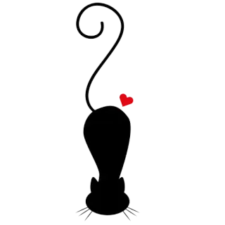 ☹️ czarny kot, serce, zwierzę, sylwetka, miłość, słodki telegram sticker