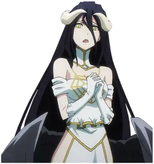 😥 Albedo Overlord anime, demon, horns, waifu telegram sticker