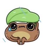 😢 rana, triste, piangendo, foglia, pioggia whatsapp sticker