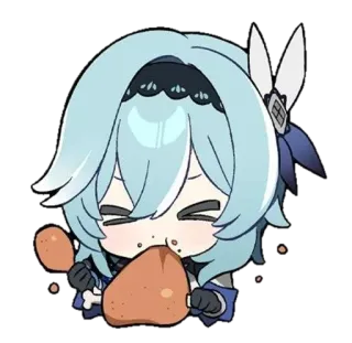 🍖 Eula Genshin Impact Anime, Videogioco, Mangiare, Pollo, Cibo telegram sticker