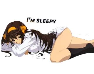 🙇 I'M SLEEPY animé, endormi, couché, fille telegram sticker