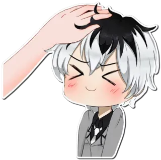 🖤 อนิเมะ, น่ารัก, จิบิ, ลูบหัว, ความรัก, การ์ตูน telegram sticker
