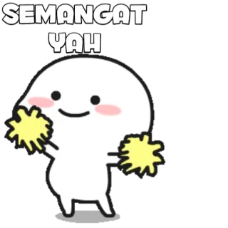 🍡 SEMANGAT YAH encouragement, soutien, dessin animé, mignon, pompons, motivation, oui telegram sticker