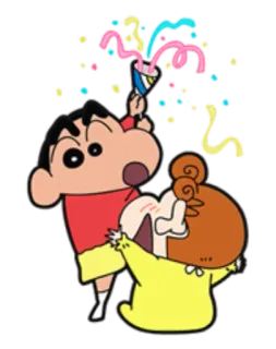 🎉 Shin-chan dibujos animados, celebración, confeti, anime, fiesta, feliz telegram sticker