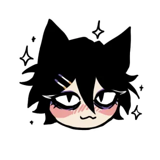😇 고양이, 애니메이션, 만화, 반짝이, 머리 telegram sticker