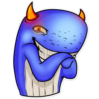 😈 diablo, monstruo, dibujo animado, demonio, criatura, ballena, mal whatsapp sticker