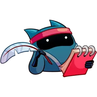✍️ escrita, caderno, caneta, desenho animado, personagem, azul telegram sticker