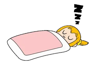 🔸 dormindo, desenho animado, menina, cobertor rosa telegram sticker
