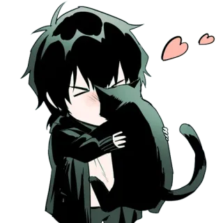 💕 Chibi, Anime, Gato, Abraço, Fofo whatsapp sticker