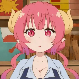 😯 Ilulu Miss Kobayashi's Dragon Maid Anime, Cartoon, Drache, Süß, Pinke Haare, Hörner, Ilulu telegram sticker