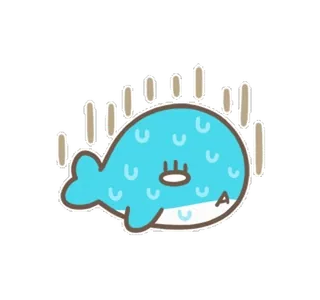 🐳 고래, 땀, 파란색, 만화, 스티커, 동물, 귀여운 telegram sticker