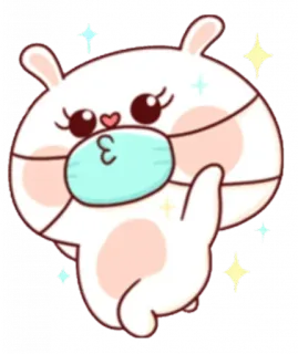 💃 Мультик, Животное, Милый, Маска, Зайчик, Каваий, Блеск telegram sticker