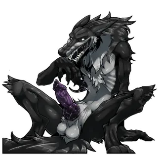 🍆 anthro, wolf, furry, monster telegram sticker