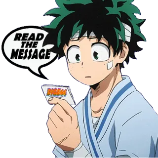 📨 Izuku Midoriya My Hero Academia READ THE MESSAGE Anime, My Hero Academia, Izuku Midoriya, Deku, Mensaje telegram sticker