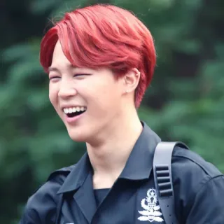 😂 Jimin Jimin, BTS, K-pop, sonrisa, pelo rojo telegram sticker