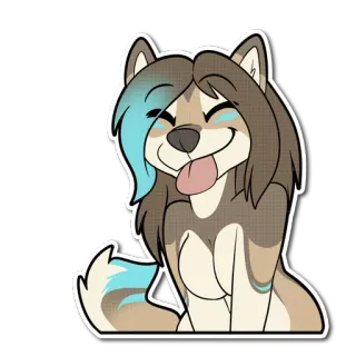 😋 dog, furry, cute, happy, cartoon telegram sticker