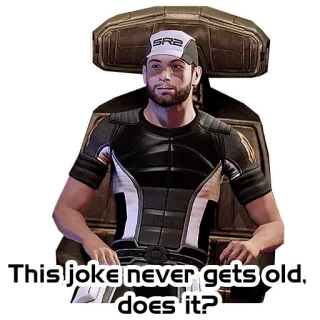 😂 Mass Effect This joke never gets old, does it? mass effect, lelucon, video game, luar angkasa, sr2 telegram sticker