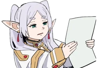 🫤 Аниме, Эльф, Женщина, Персонаж, Женщина, Чтение telegram sticker