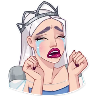 😭 Desenho animado, Chorando, Mulher, Triste, Lágrimas, Princesa telegram sticker