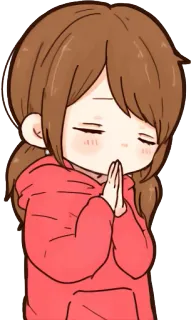 🙏 Anime, Fille, Mignon, Prière, Sweat à capuche, Dessin animé telegram sticker