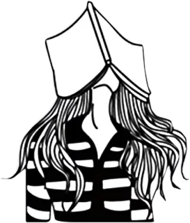 😐 persoon, vrouw, haar, tekening, kunst, illustratie telegram sticker
