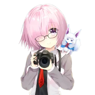 📷 fille anime, mignon, kawaii, photographe, lunettes, art numérique telegram sticker