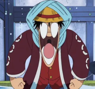 😱 Monkey D. Luffy One Piece Anime, Cartoon, One Piece, Lustig, Ruffy, Schockiert telegram sticker