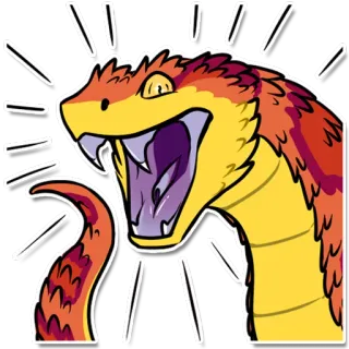 😟 serpiente, reptil, animal, enojado, dibujos animados, siseando whatsapp sticker