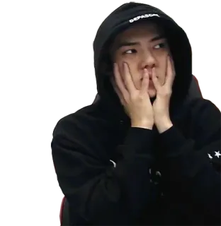 🙀 homme, sweat à capuche, portrait, personne, asiatique, contrarié, triste whatsapp sticker