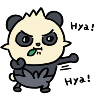 😠 Hya! Hya! Panda, Kreskówka, Zły, Zwierzę, Uroczy, Sztuki walki telegram sticker