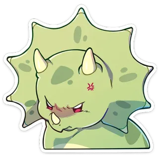 ⭐ dinosaure, tricératops, animal, mignon, dessin animé, autocollant, en colère telegram sticker