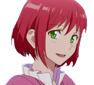 😊 Anime, rambut merah, mata hijau, perempuan, Kartun telegram sticker