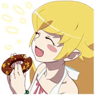 😋 动漫, 女孩, 甜甜圈, 可爱, 卡通, 角色 telegram sticker