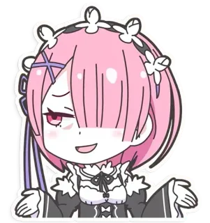 😏 Ram Re:Zero − Starting Life in Another World Anime, Cartoon, Sticker, Ram, Re:Zero, Manga, Charakter telegram sticker
