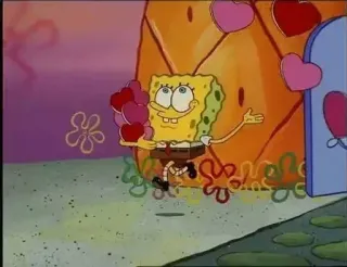 🌟 Spongebob Spongebob, cartoon, animatie, hartjes, liefde telegram sticker