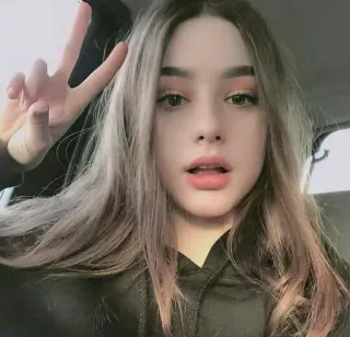 💜 gadis, simbol perdamaian, potret, wanita muda telegram sticker