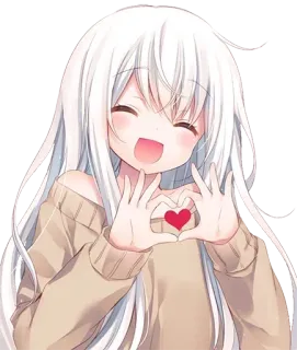 ❤ Аниме, Девушка, Милая, Сердце, Любовь, Мультфильм, Улыбается telegram sticker