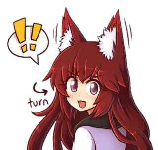 ‼️ !!! Anime, Schattig, Vosmeisje, Uitroepteken, Alert, Sticker telegram sticker