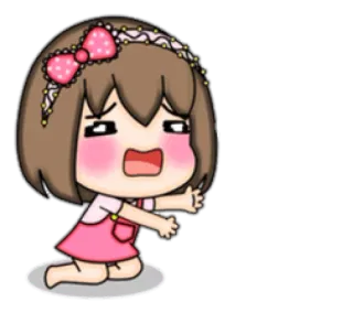 😩 cute, cartoon, girl, pleading, sad, kawaii telegram sticker