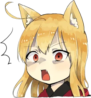 😱 Аниме, девушка-лиса, в шоке, мультфильм, каваий, кошачьи ушки whatsapp sticker