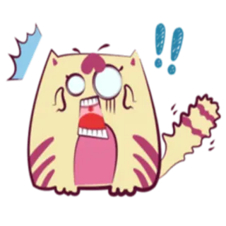 😱 gato, dibujos animados, impactado, exclamación, sorprendido, animal telegram sticker